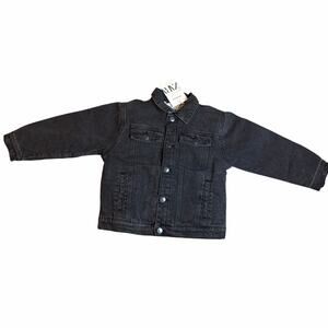 Zara Kids 4-5 years 110 cm Sherpa lined black denim jacket New With Tags